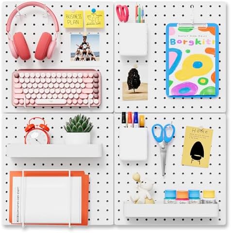 FZK Modular Plastic Pegboard Wall Organizer Kit, 4 Panels by FZK