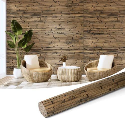 Art3d 48 x 96 in Pole Wrap Natural Bamboo Wall Panel, Dark Burned by Art3d