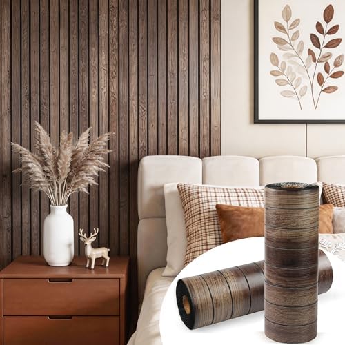 Wood Grain 15.8"W x 118"L Peel and Stick Wall Panels, 3D Soundproof by Labeumela
