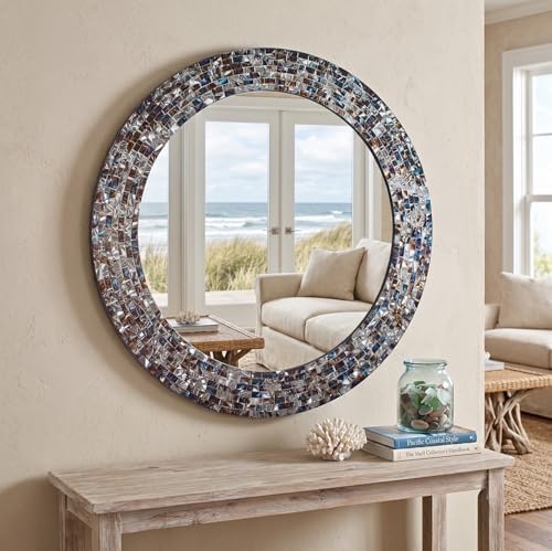 24 Inch Round Wall Mirror Handmade by DecorShore