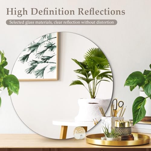 20'' Glass Round Mirror for Wall Decor, 2mm Circle Bathroom Mirror - Image 4