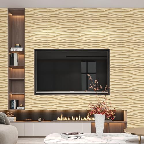 STICKGOO Wave 3D Wall Panels, Light Oak, 19.7''x19.7'' - Image 2
