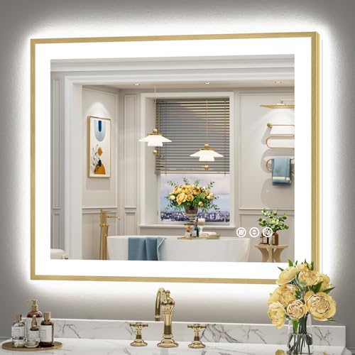 30x36 Gold LED Bathroom Mirror by Awandee