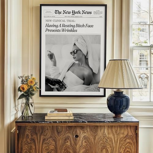 Funky Girl Preppy Aesthetic Posters Black And White Newspaper Wall Art 20x30in - Image 6