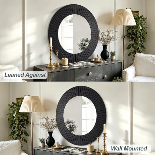 Chende 42'' Black Large Circle Mirror - Image 3