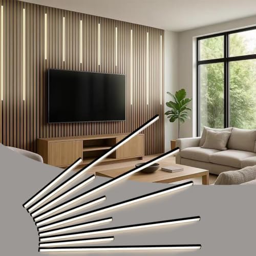 Besseto LED Wall Panel Lights Black, Wood Slat Wall Panel Strip Light, 3000K by Besseto