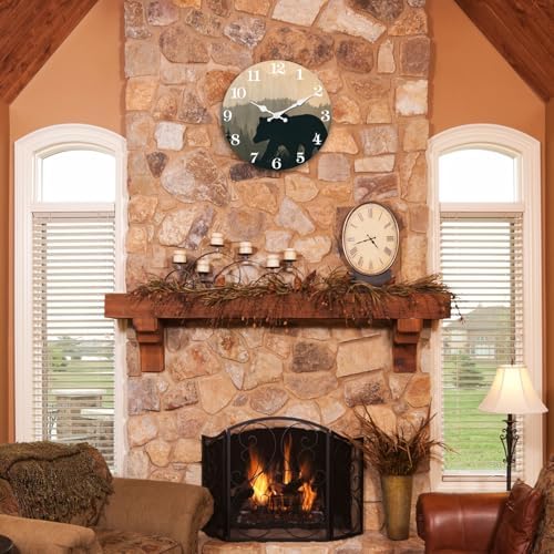 XFM Cabin Bear Wall Clock 20 Inch Large Farmhouse Wildlife - Image 4