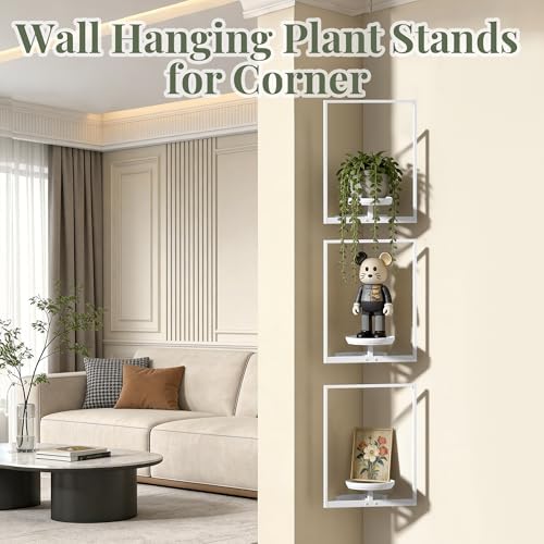BXF Corner Shelves Wall Mounted, Metal Corner Plant Stand Indoor, Square - Image 3