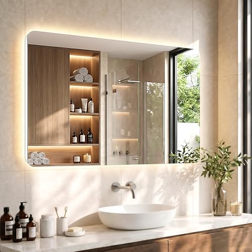 30"x48" Frameless LED Backlit Bathroom Mirror Dimmable by TRSURYHOME