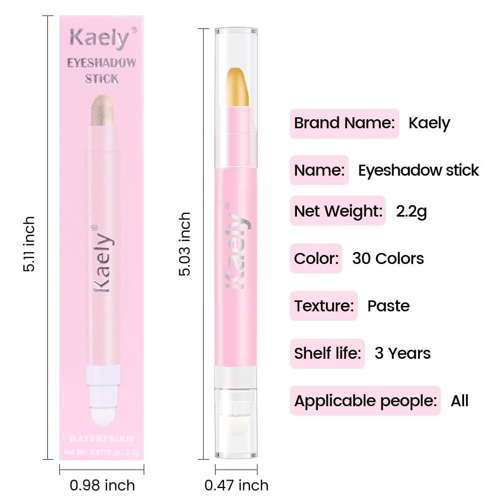 Kaely 2in1 Cream Eye Shadow Brightener Sticks for Eyes, Pencil Eyeshadow Applicator Stick Waterproof Pigmented, Eye Shadow Palette Highlighter Makeup, sombras para ojos, 06 Desert Gold Shimmer