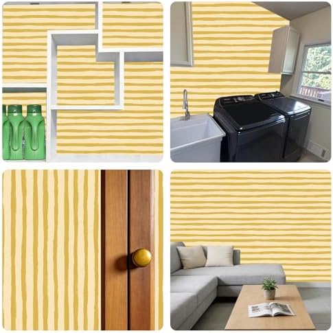Yellow Stripe Irregular Wallpaper Peel and Stick Wallpaper Wall Paper Self - Image 7