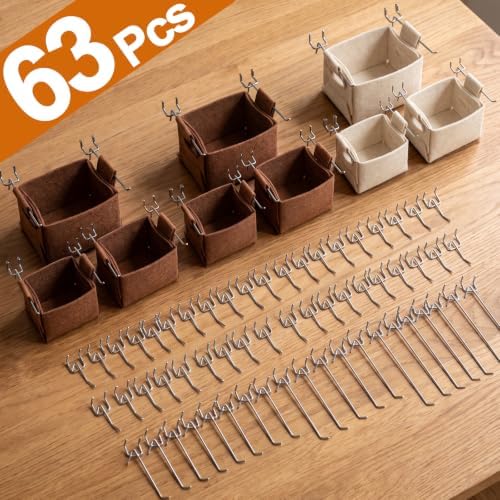 Peg Board, 8 Pack Metal Pegboard Panels and 63 Pcs Hooks and Baskets, Garage - Image 4
