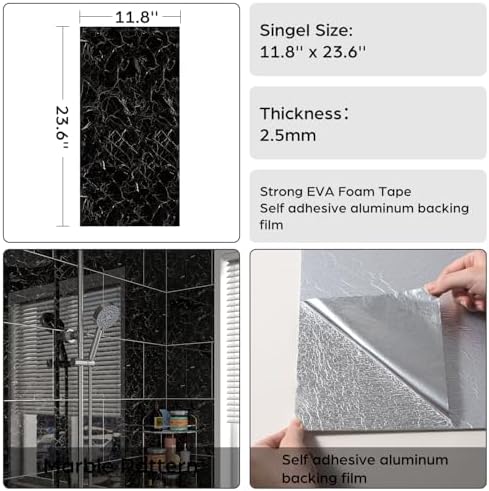 Marble Peel and Stick Backsplash 23.6 x11.8 in - Image 6