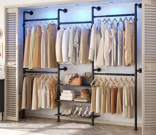 Aheaplus Expandable Industrial Pipe Clothing Rack, 7.3-10.9Ft Closet System by Aheaplus
