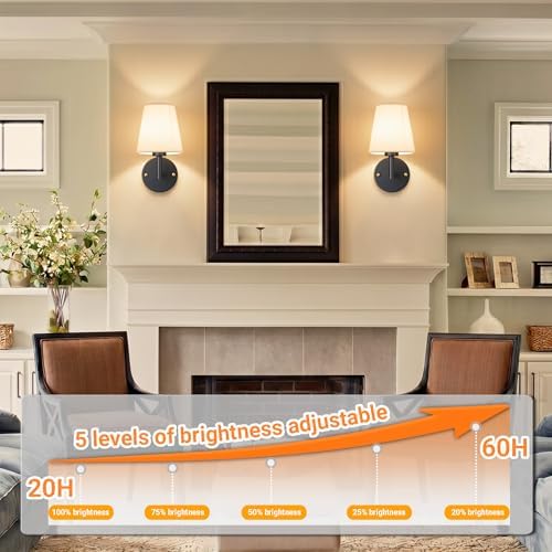 Nekhung Battery Operated Wall Sconce, Peel and Stick Sconces Set of 2 - Image 6