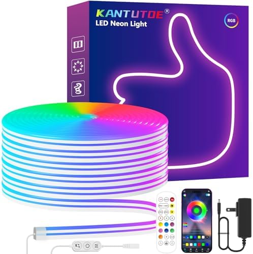 KANTUTOE LED Neon Rope Lights, 23ft RGB LED Light Strip, 24V Music Sync by KANTUTOE