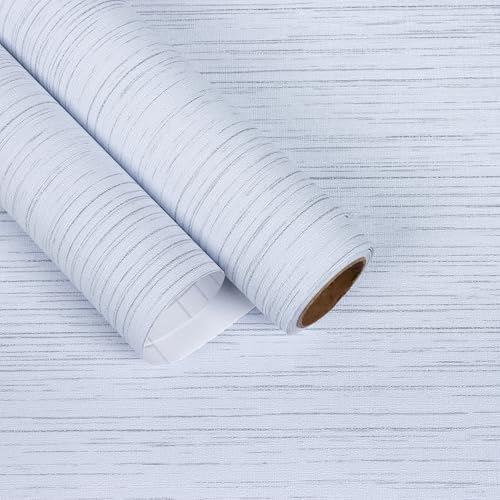 Textured Bluish White Grasscloth Peel and Stick Wallpaper Removable Faux Grass by EaseStick