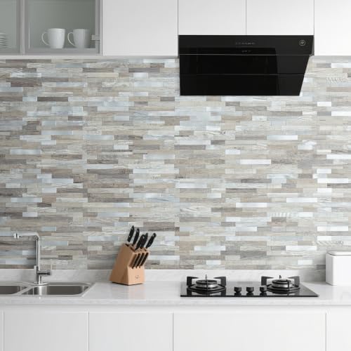 DICOFUN 2 Sheets Distressed Wood Peel and Stick Backsplash, PVC Mixed Metal - Image 4