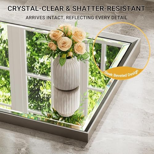 16x60 Inch Brushed Nickel Rectangle Full Length Mirror - Image 4