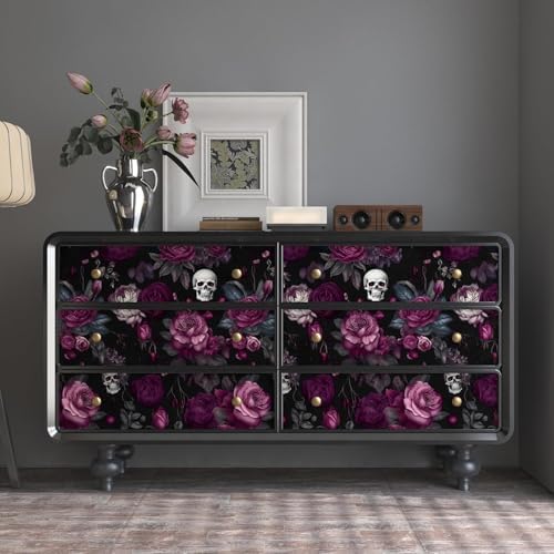 ILHIIOR Black Floral Peel and Stick Wallpaper 17.5 x 787 Inches - Image 2