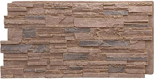 EverStone Cascade Faux Stone Panel, 48 5/8"W x 24 3/4"H x 1 1/4"D, Orchard by EkenaMillwork