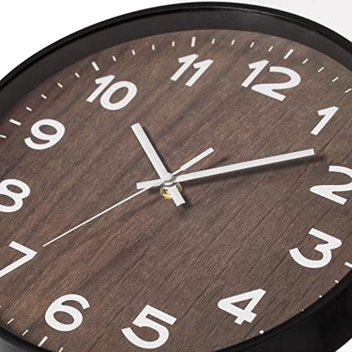 Clockswise Bulk Set of 20 PC 12" Modern Round Wood- Looking Plastic Wall Clock - Image 5