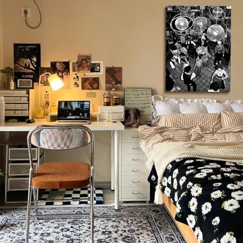 Disco Party Prints Black and White Vintage Poster Retro Wall Art Disco Ball - Image 3