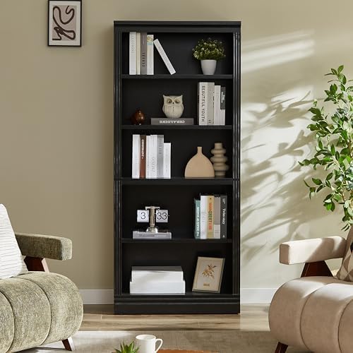 JAHRSTIM Halston Standard 5-Tier Tall Bookshelf Shelving Unit by LivingEssentials