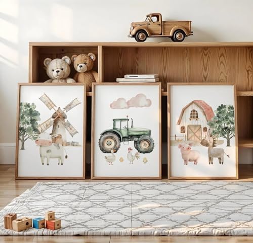 Nursery Farm Animal Wall Art Decor Baby Animal Canvas Prints Nursery Kids - Image 4