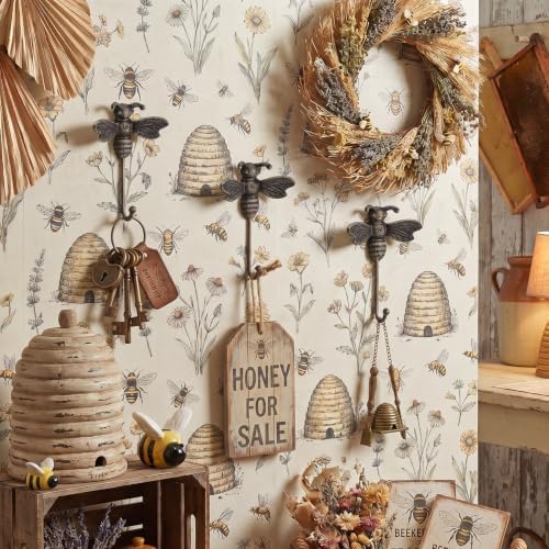 Hicarer 3 Pcs Bee Cast Iron Wall Hooks Hangers - Image 3