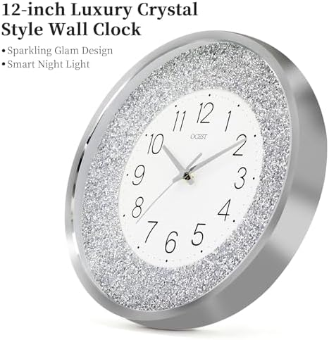 OCEST 12 Inch Crushed Diamond Wall Clock - Image 4