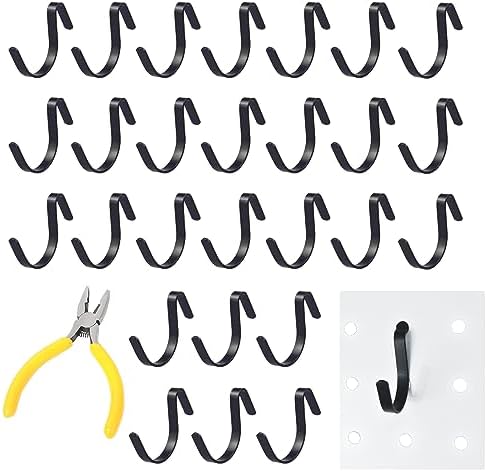 Pegboard J Hooks Black 80pcs Peg Board Metal Tool Hangers by GCORE