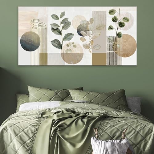 Boho Green Wall Art Mid Century Canvas Wall Art Decor Set Bohemian Abstract - Image 6
