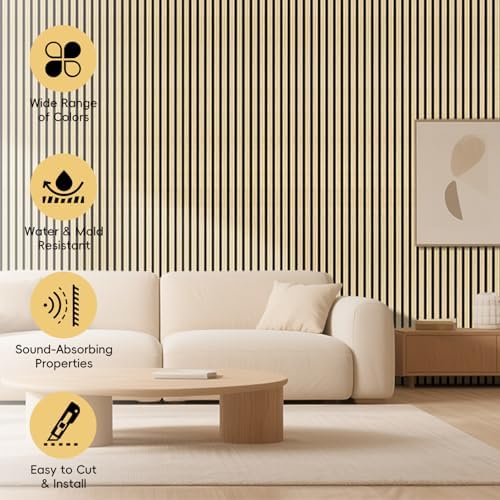 RITOLLO Wood Panels for Wall, Acoustic Wall Panels 92.5 x 11 in, 4 Pack - Image 3
