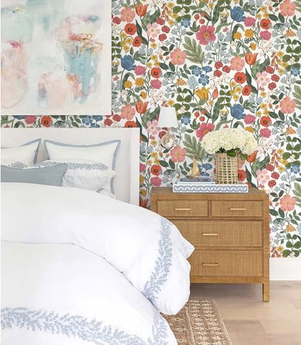 Colorful Boho Floral Peel and Stick Wallpaper Flower and Leaf Contact Paper - Image 5