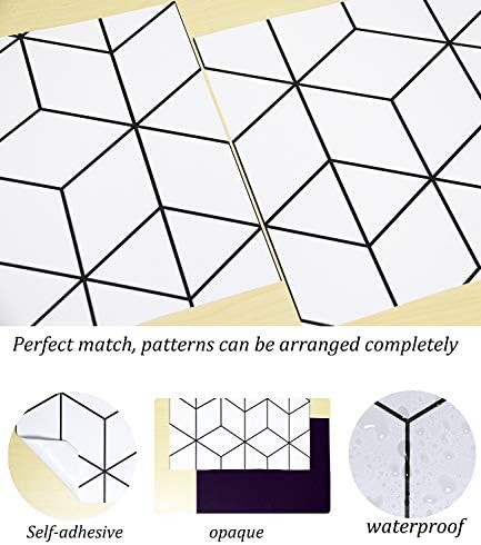 393"x17.3" Wallpaper Geometric Peel and Stick Wallpaper White and Black Contact - Image 4