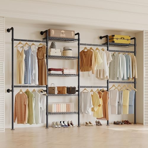 Higeego W4 Wall Mounted Clothes Rack, Industrial Pipe Clothing Rack by Higeego