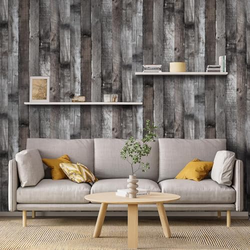 Yun-aeon Natural Wood-Dark Grey Contact Paper Peel and Stick Wallpaper - Image 6