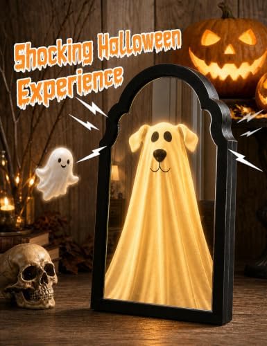 20" Haunted Ghost Mirror with LED Lights & Scary Voice Changer - Image 4