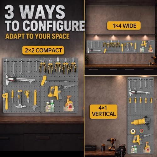 Steel Pegboard Tool Wall Organizer, 4 Pack 14.76 x 10.82 in, 6 Bins - Image 5