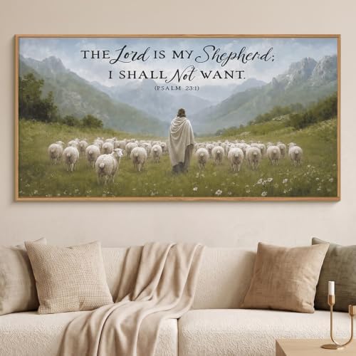 LHIUEM Large Christian Bible Verse Framed Canvas Wall Art, Jesus - Image 2