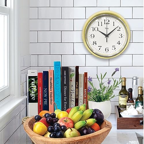 Lily's Home Retro Wall Clock, 9.5 Inch Vintage Design, Silent Non-Ticking - Image 2