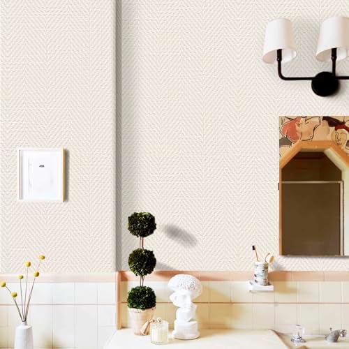 Rugreat Striped Grasscloth Wallpaper Peel and Stick Textured 393L 17.3W - Image 5