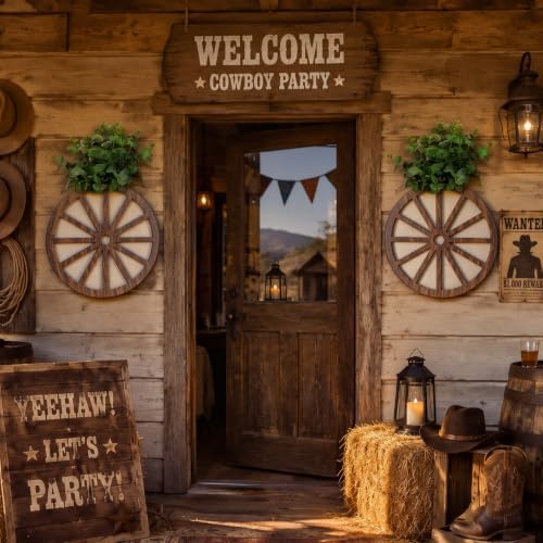 Novabright 2 Pack Wagon Wheel Vase Rustic Wooden Western Wall Decor - Image 2