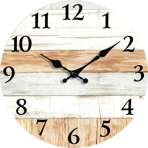 Retro Rustic and Beach Style 8 Inch Small Wooden Wall Clock by EZXZZ