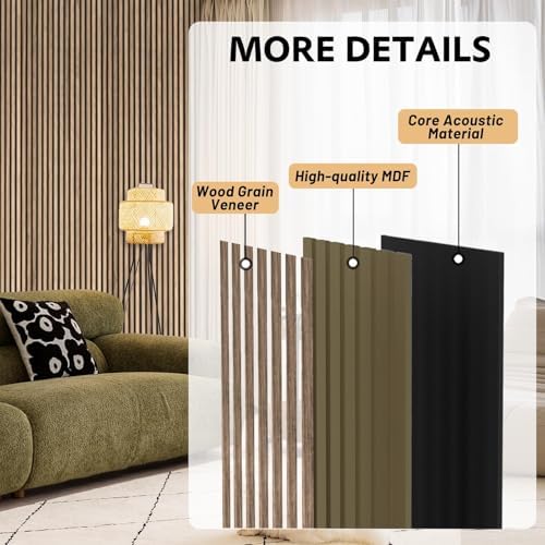 RITOLLO 4 Pack Wood Panels for Wall, 90.55"×12.6" Wood Slat Acoustic Panels for - Image 5