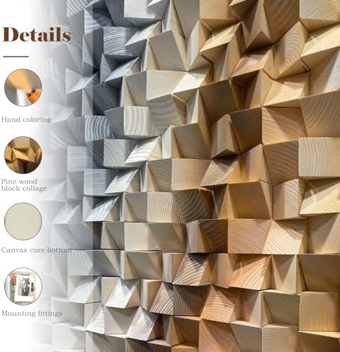 LIUZEYUE Oversized Wood Mosaic Wall Art, Geometric Rhythm, 3D Wood Decor - Image 3