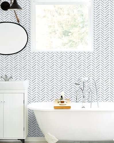 Rugreat Blue Herringbone Peel and Stick Wallpaper Modern 393inL17.3inW - Image 5