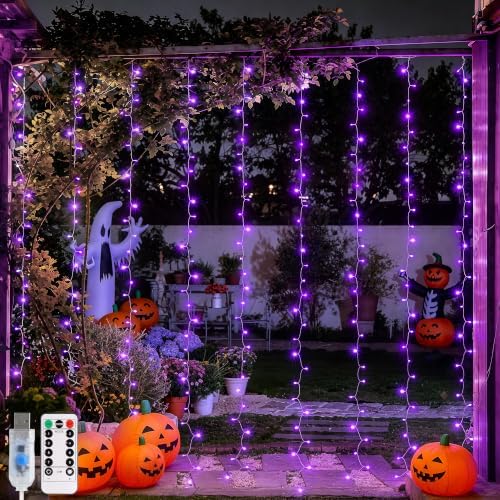 JMEXSUSS 200 LED USB Purple Halloween Lights, 6.5ft x 6.5ft by JMEXSUSS