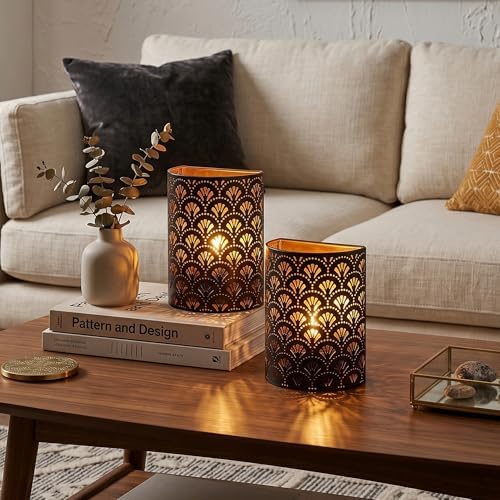 JHY DESIGN Set of 2 Battery Powered Lamp 8''H Vintage Wall Mount Lamp Metal - Image 3